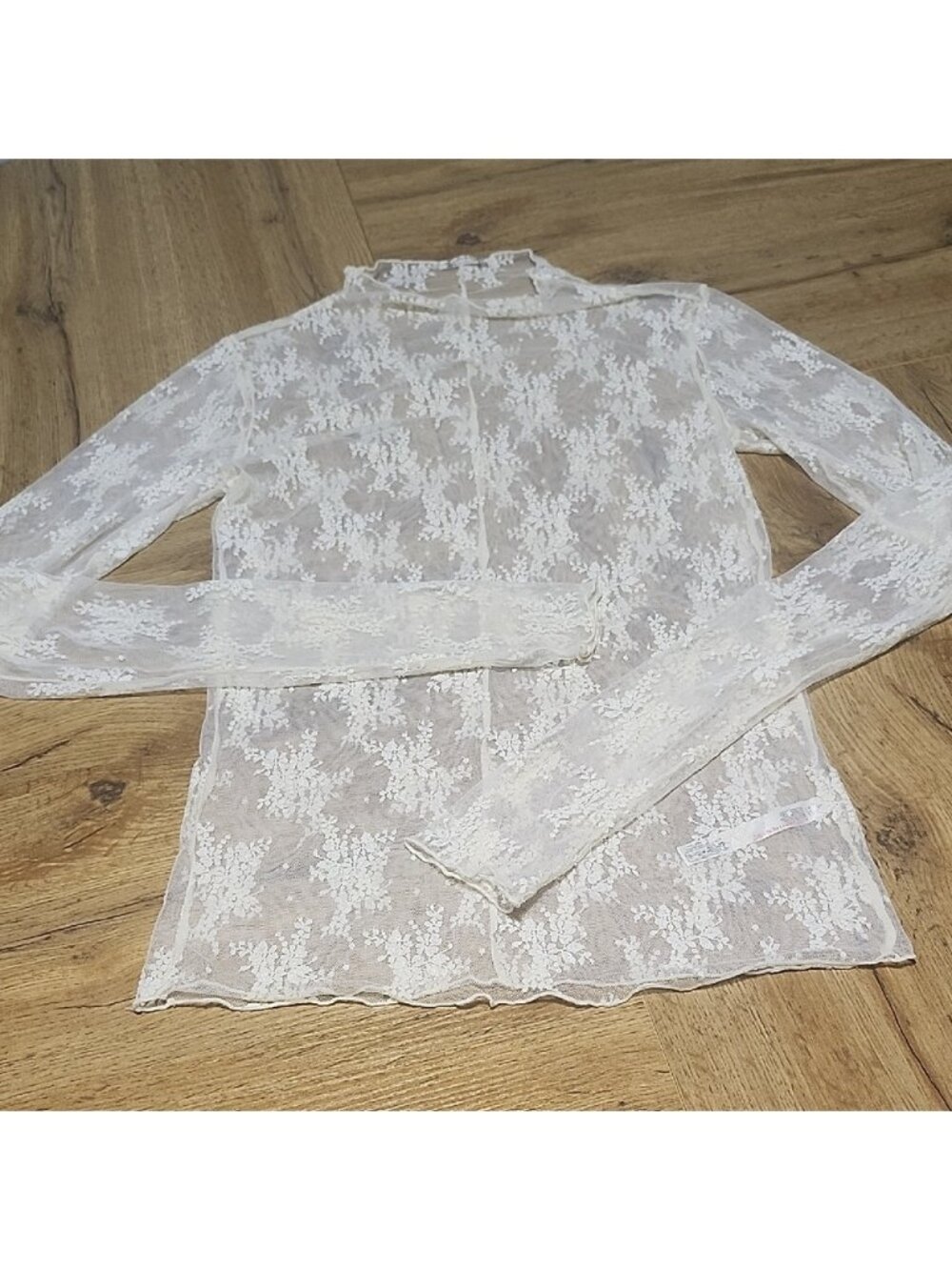 Free People Intimately Sheer Cream Lace Blouse Size L/G